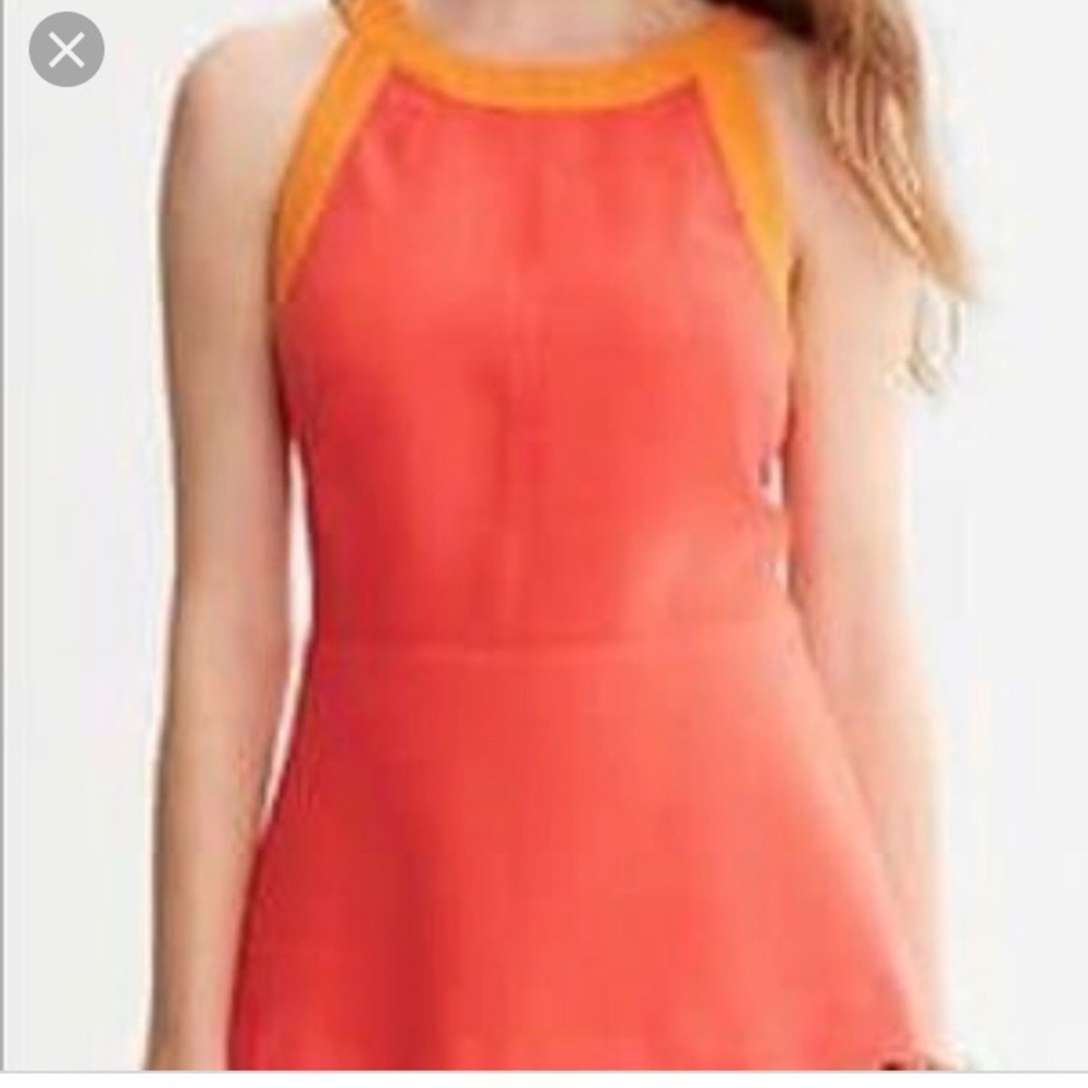🌹Banana Republic Lava Orange Sleeveless Peplum